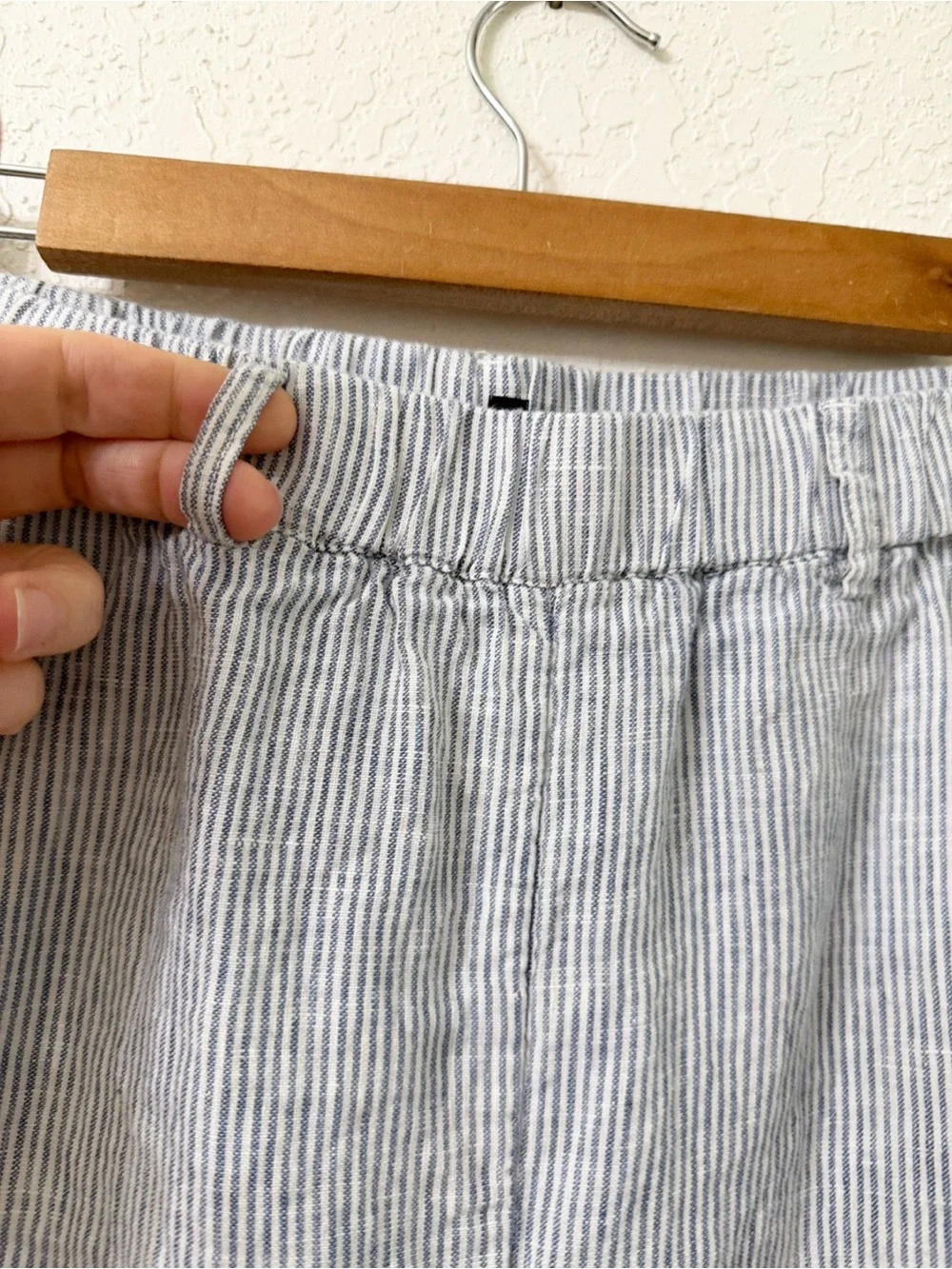 Quince Light Blue Pinstripe Womens Linen Blend Casual Pants - S